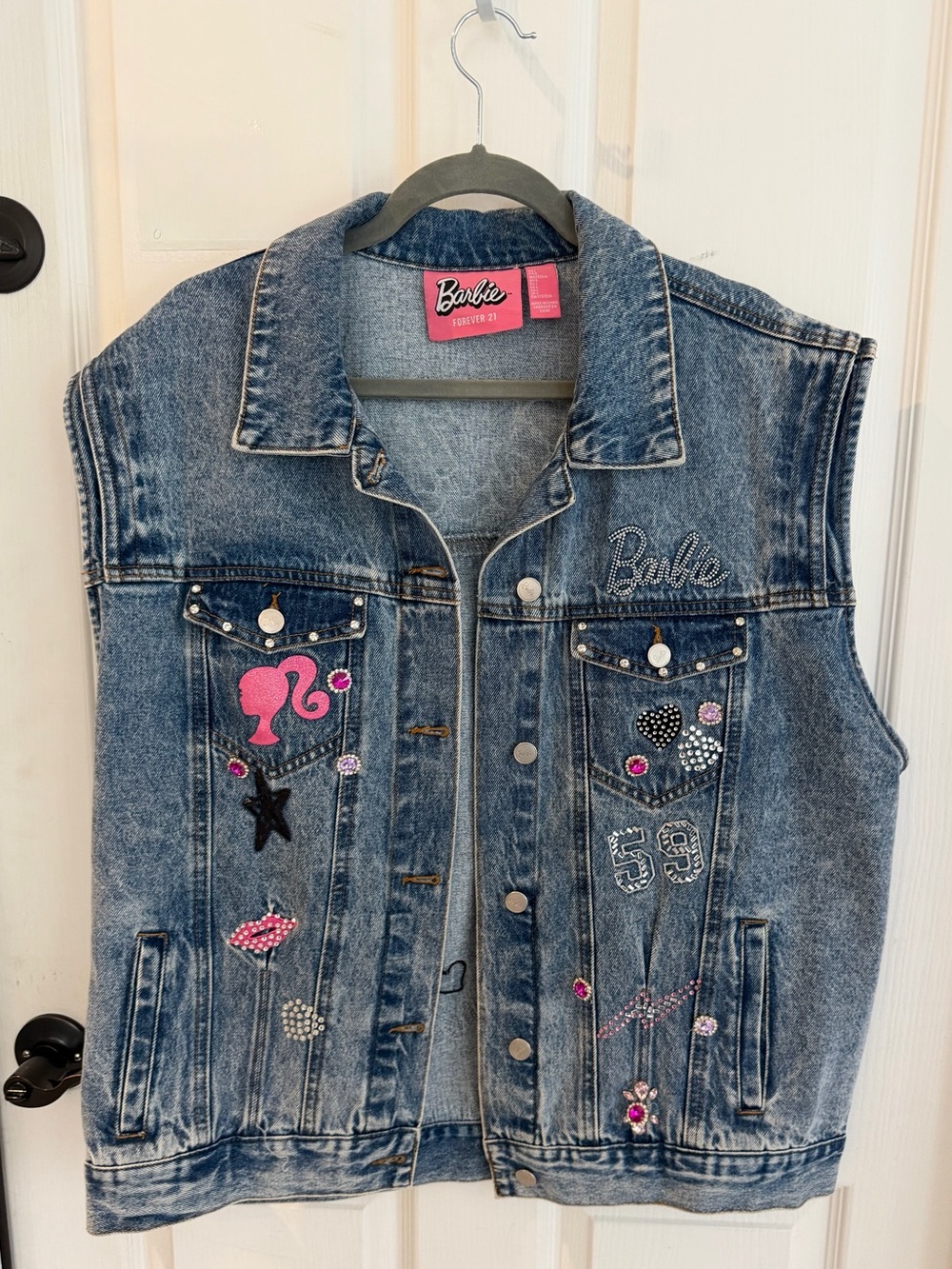 Barbie Embellished Denim Vest with Accents & Gems